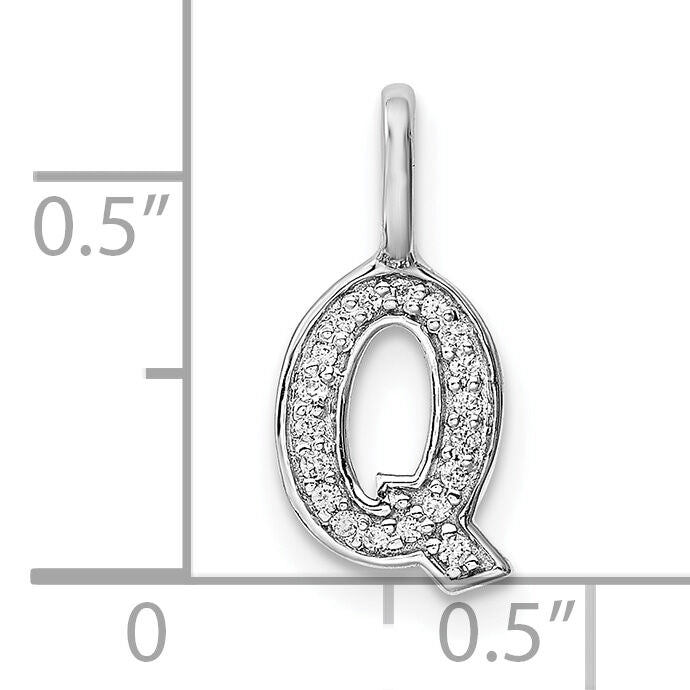 14K White Gold Diamond Letter Q Initial Pendant-PM8367Q-006-WA