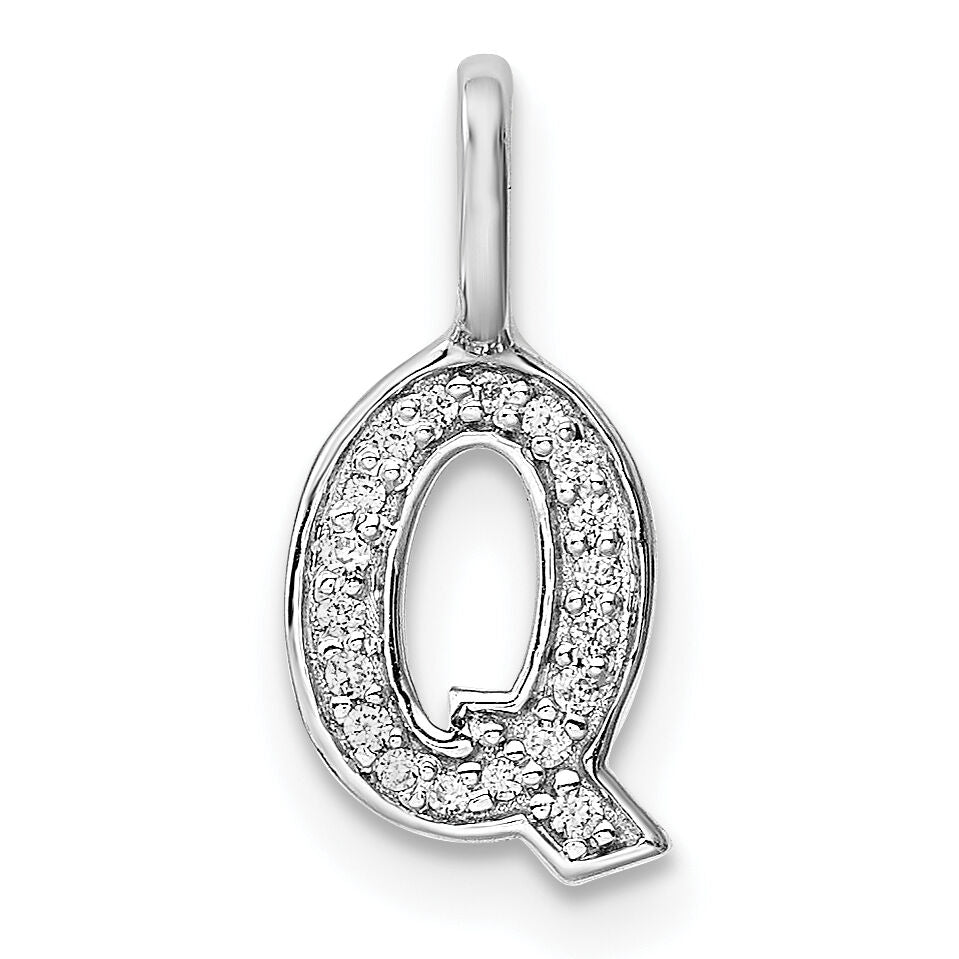 14K White Gold Diamond Letter Q Initial Pendant-PM8367Q-006-WA