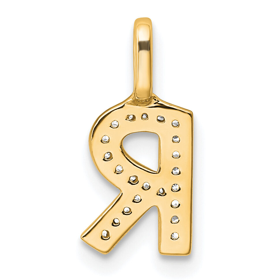 14K  Gold Diamond Letter R Initial Pendant-PM8367R-007-YA