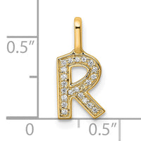 14K  Gold Diamond Letter R Initial Pendant-PM8367R-007-YA