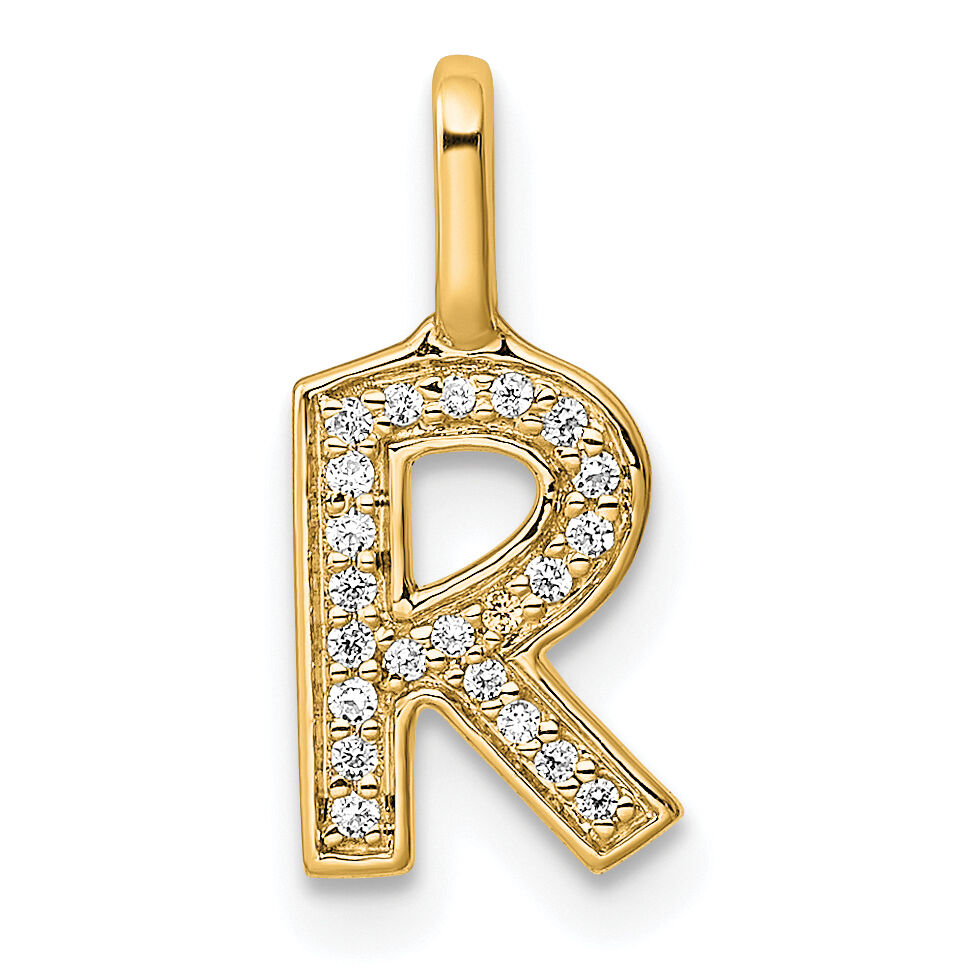 14K  Gold Diamond Letter R Initial Pendant-PM8367R-007-YA