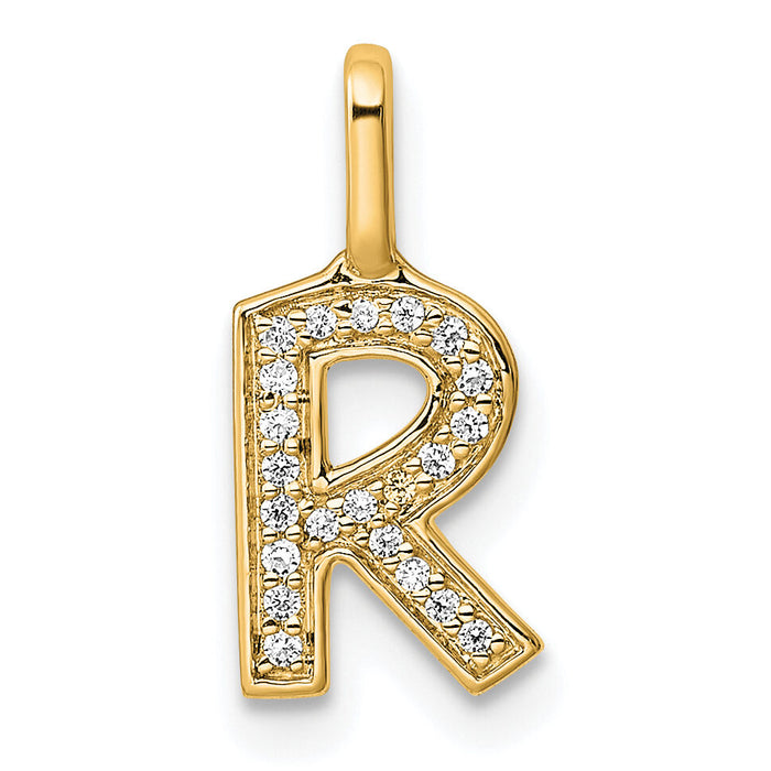 14K  Gold Diamond Letter R Initial Pendant-PM8367R-007-YA