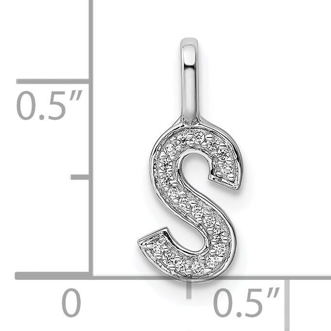 14K White Gold Diamond Letter S Initial Pendant-PM8367S-006-WA