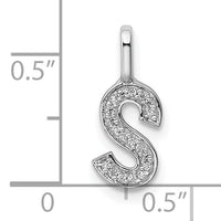 14K White Gold Diamond Letter S Initial Pendant-PM8367S-006-WA