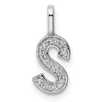 14K White Gold Diamond Letter S Initial Pendant-PM8367S-006-WA