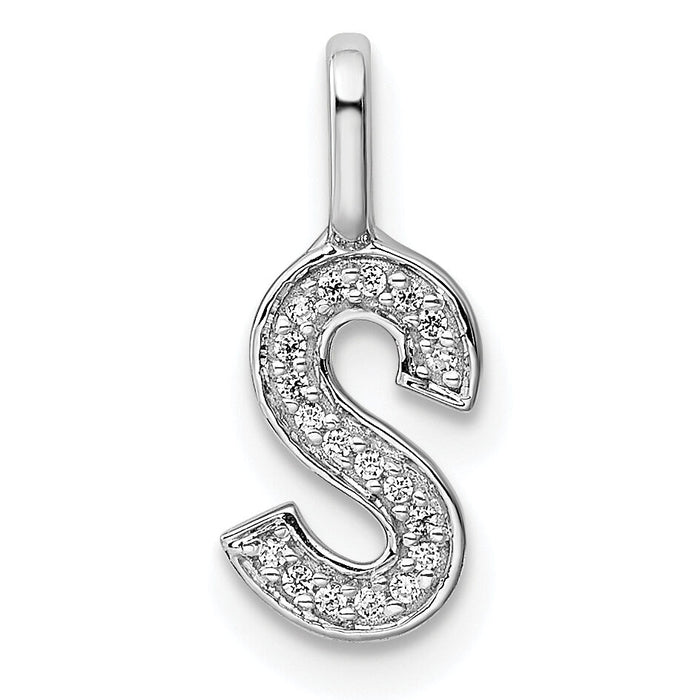 14K White Gold Diamond Letter S Initial Pendant-PM8367S-006-WA