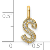 14K  Gold Diamond Letter S Initial Pendant-PM8367S-006-YA