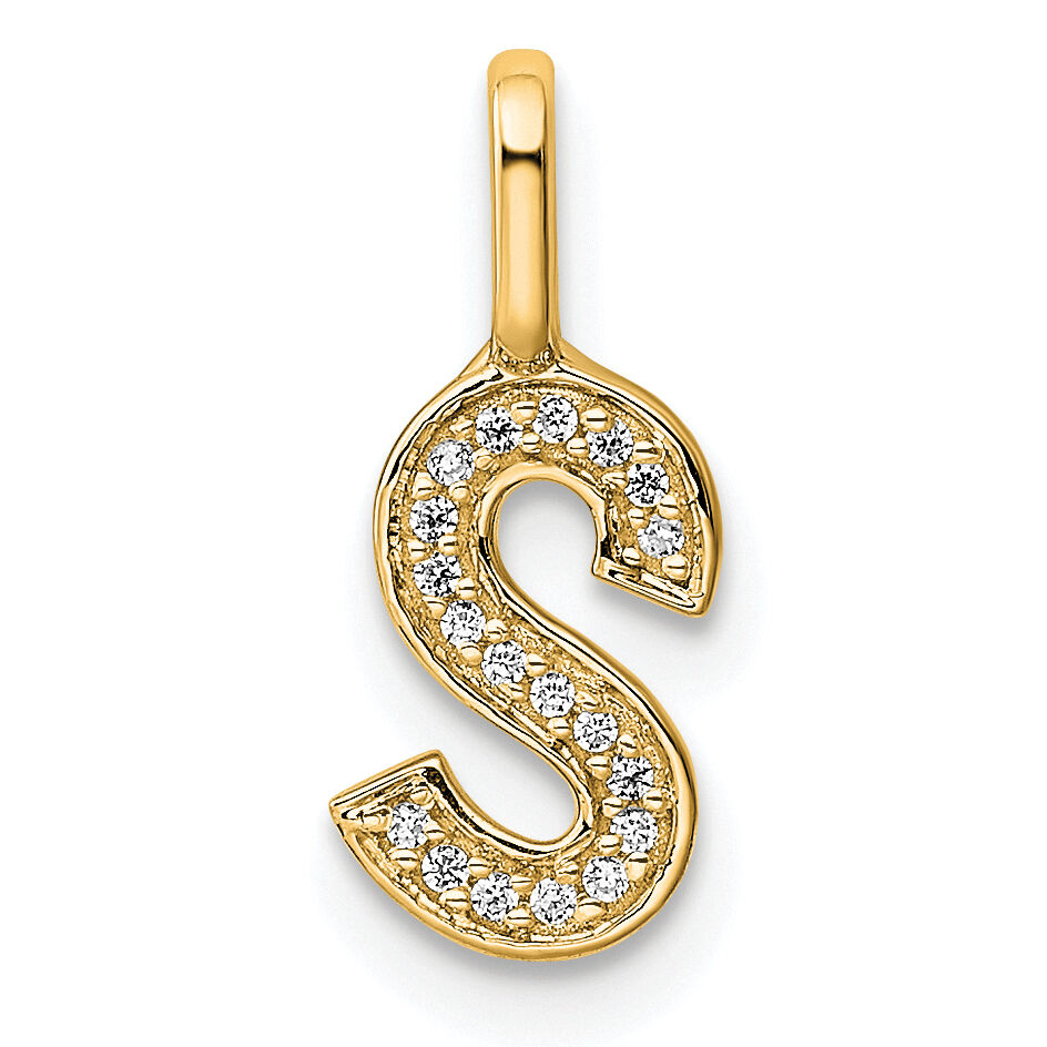 14K  Gold Diamond Letter S Initial Pendant-PM8367S-006-YA