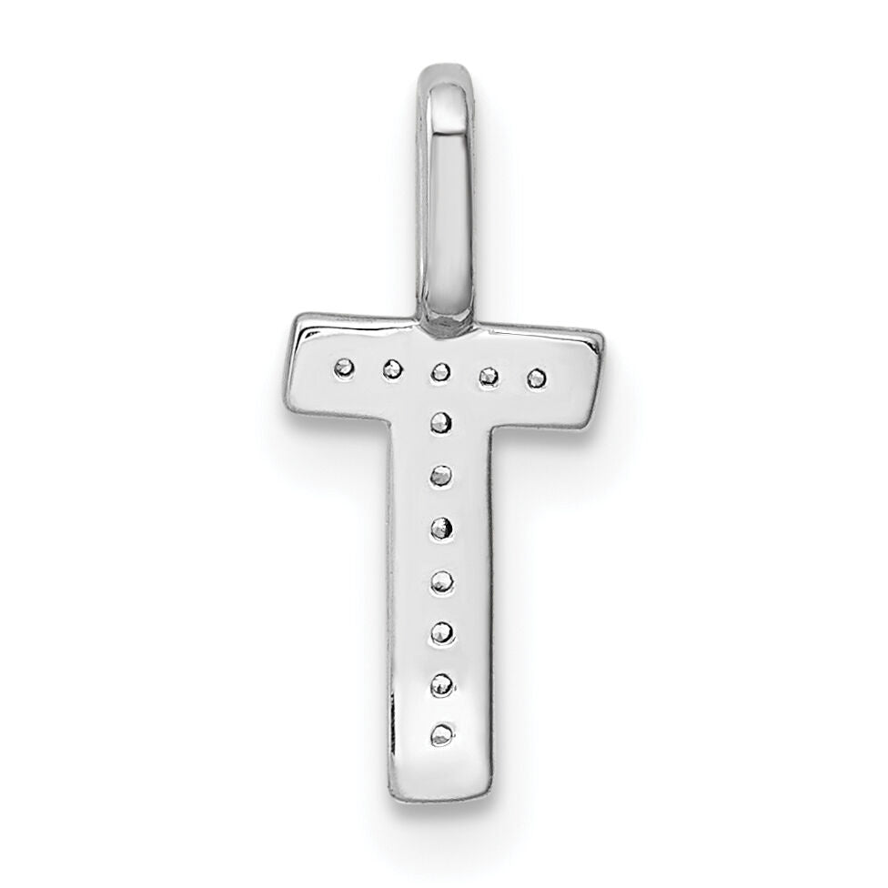 14K White Gold Diamond Letter T Initial Pendant-PM8367T-004-WA