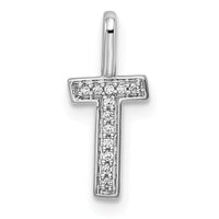 14K White Gold Diamond Letter T Initial Pendant-PM8367T-004-WA