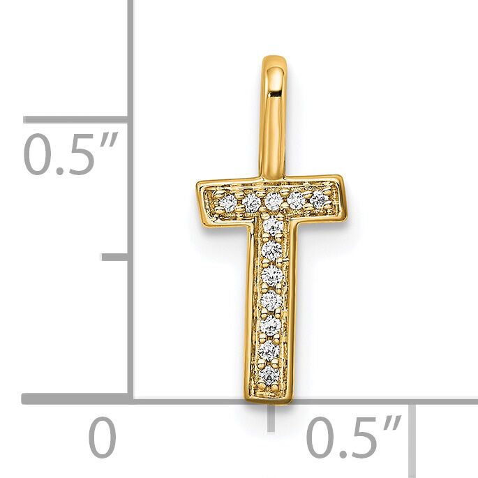 14K  Gold Diamond Letter T Initial Pendant-PM8367T-004-YA