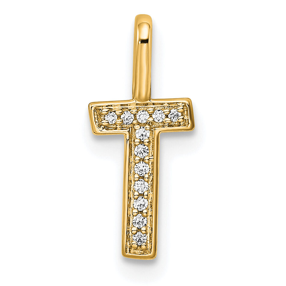 14K  Gold Diamond Letter T Initial Pendant-PM8367T-004-YA