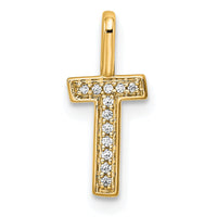 14K  Gold Diamond Letter T Initial Pendant-PM8367T-004-YA