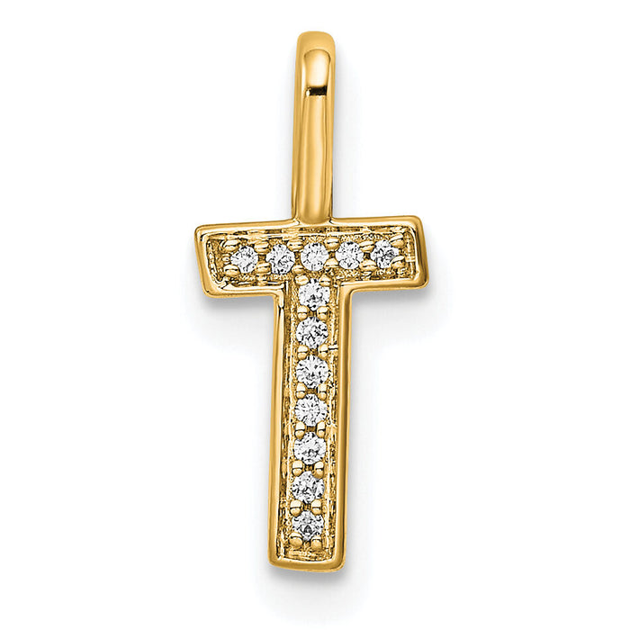 14K  Gold Diamond Letter T Initial Pendant-PM8367T-004-YA