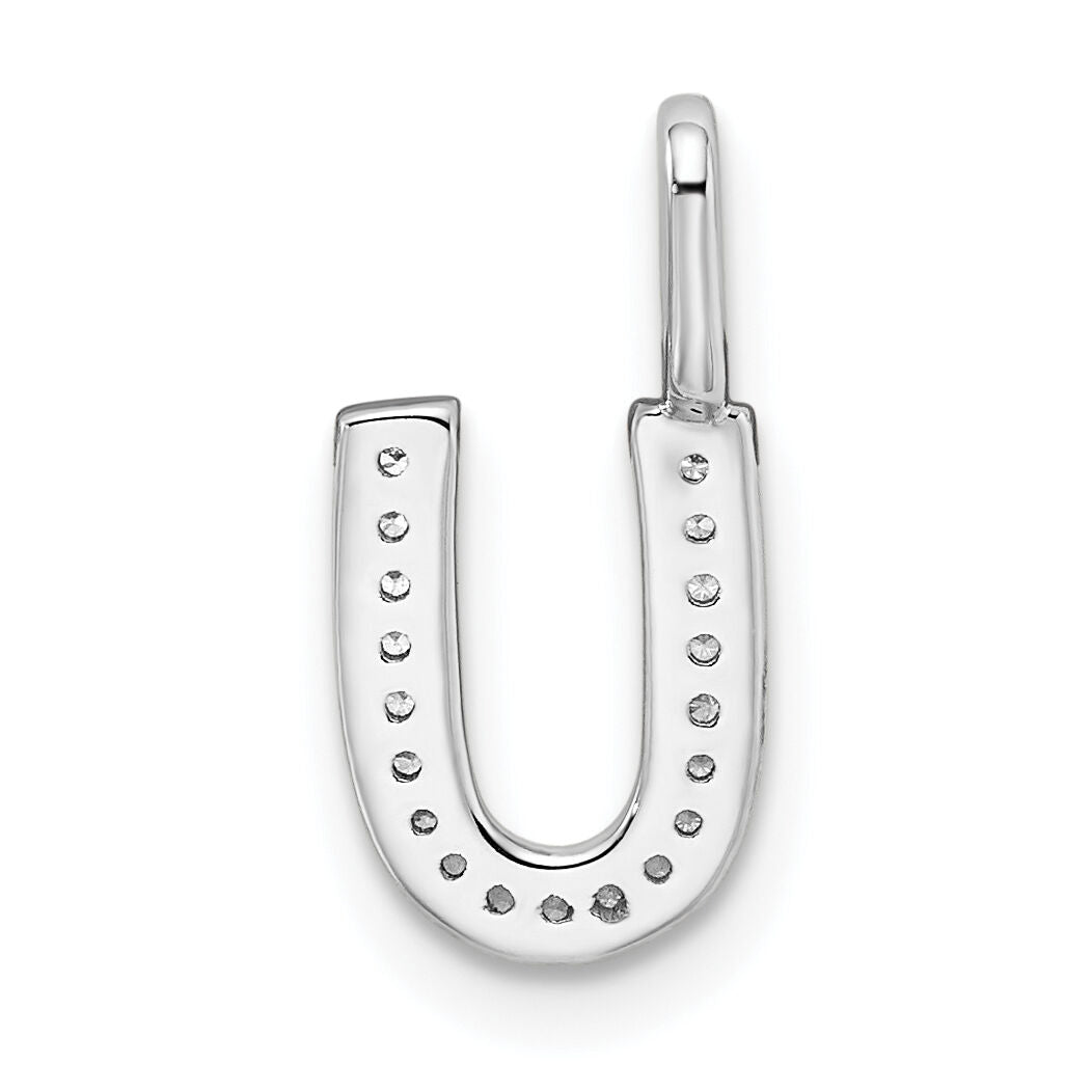 14K White Gold Diamond Letter U Initial Pendant-PM8367U-006-WA