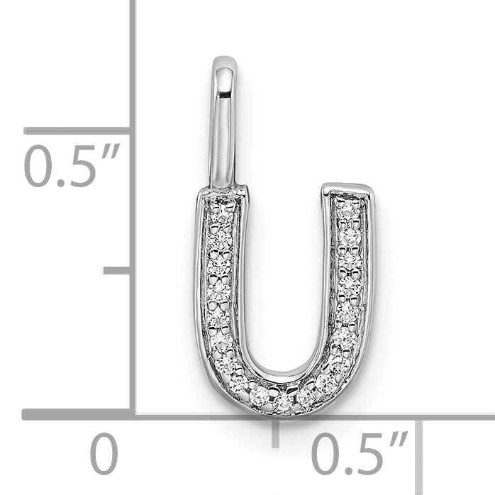 14K White Gold Diamond Letter U Initial Pendant-PM8367U-006-WA