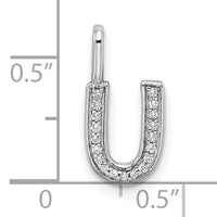 14K White Gold Diamond Letter U Initial Pendant-PM8367U-006-WA