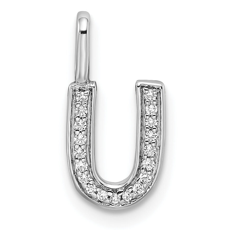 14K White Gold Diamond Letter U Initial Pendant-PM8367U-006-WA