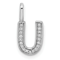 14K White Gold Diamond Letter U Initial Pendant-PM8367U-006-WA