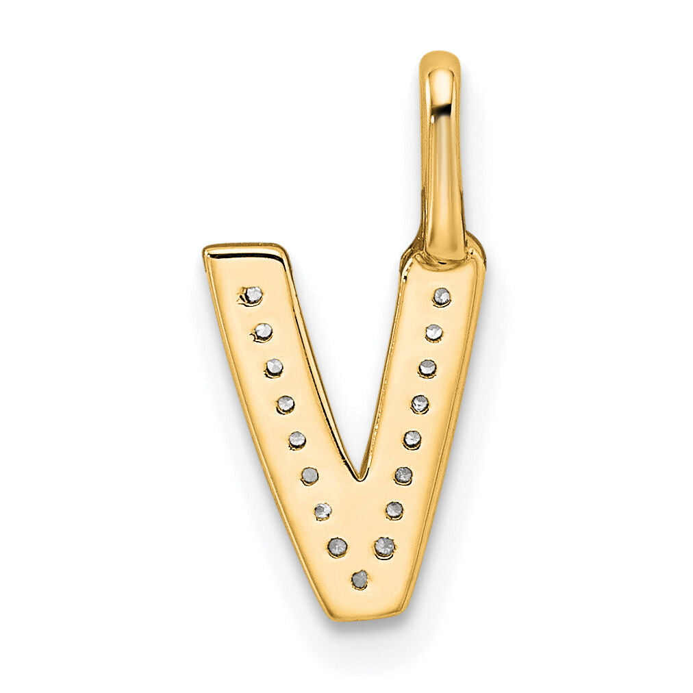 14K  Gold Diamond Letter V Initial Pendant-PM8367V-005-YA