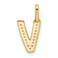 14K  Gold Diamond Letter V Initial Pendant-PM8367V-005-YA