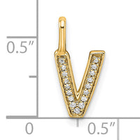 14K  Gold Diamond Letter V Initial Pendant-PM8367V-005-YA