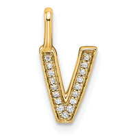14K  Gold Diamond Letter V Initial Pendant-PM8367V-005-YA