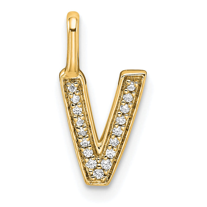 14K  Gold Diamond Letter V Initial Pendant-PM8367V-005-YA