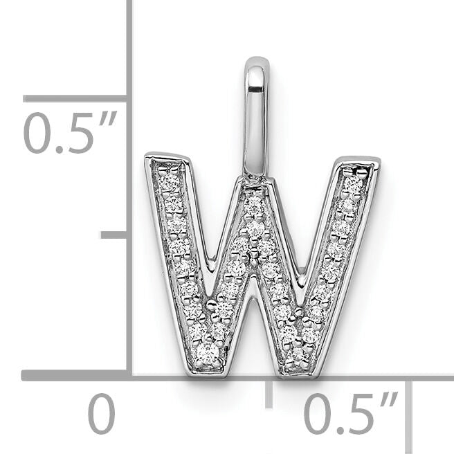 14K White Gold Diamond Letter W Initial Pendant-PM8367W-009-WA