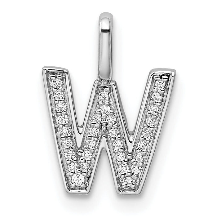 14K White Gold Diamond Letter W Initial Pendant-PM8367W-009-WA