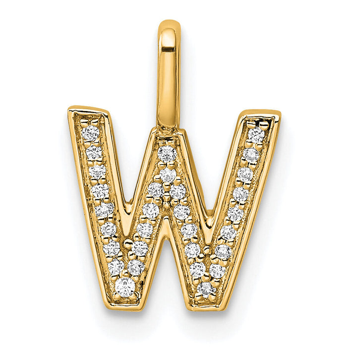 14K  Gold Diamond Letter W Initial Pendant-PM8367W-009-YA