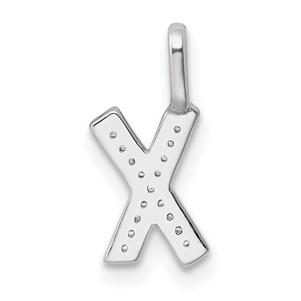 14K White Gold Diamond Letter X Initial Pendant-PM8367X-005-WA