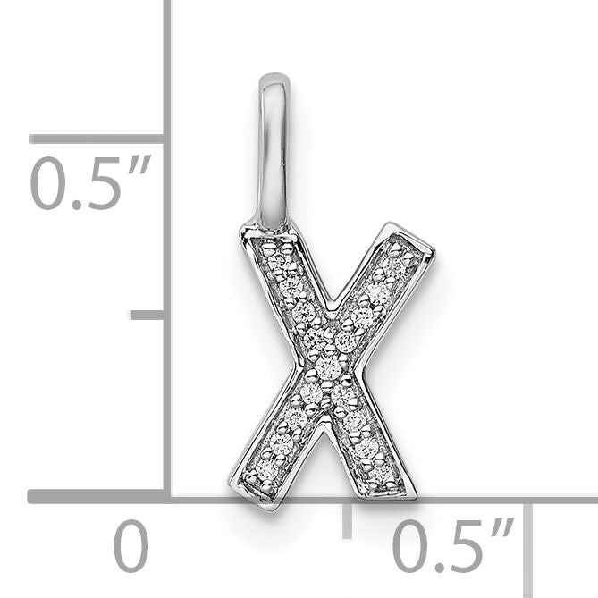 14K White Gold Diamond Letter X Initial Pendant-PM8367X-005-WA