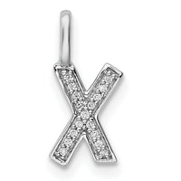 14K White Gold Diamond Letter X Initial Pendant-PM8367X-005-WA