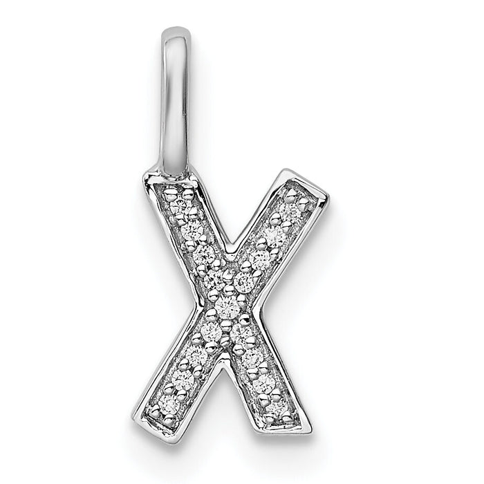 14K White Gold Diamond Letter X Initial Pendant-PM8367X-005-WA