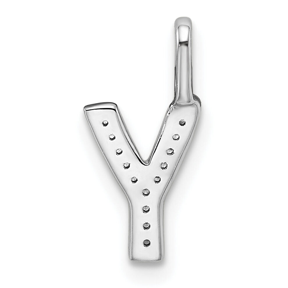 14K White Gold Diamond Letter Y Initial Pendant-PM8367Y-004-WA