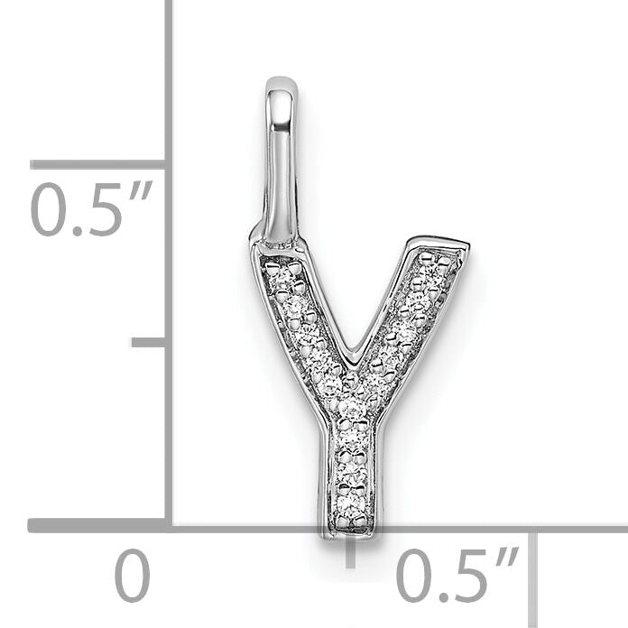 14K White Gold Diamond Letter Y Initial Pendant-PM8367Y-004-WA