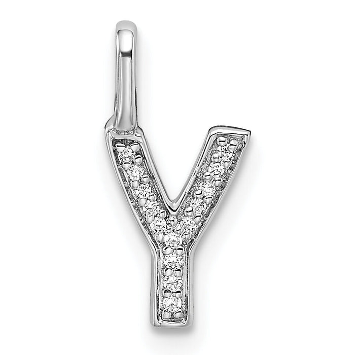 14K White Gold Diamond Letter Y Initial Pendant-PM8367Y-004-WA