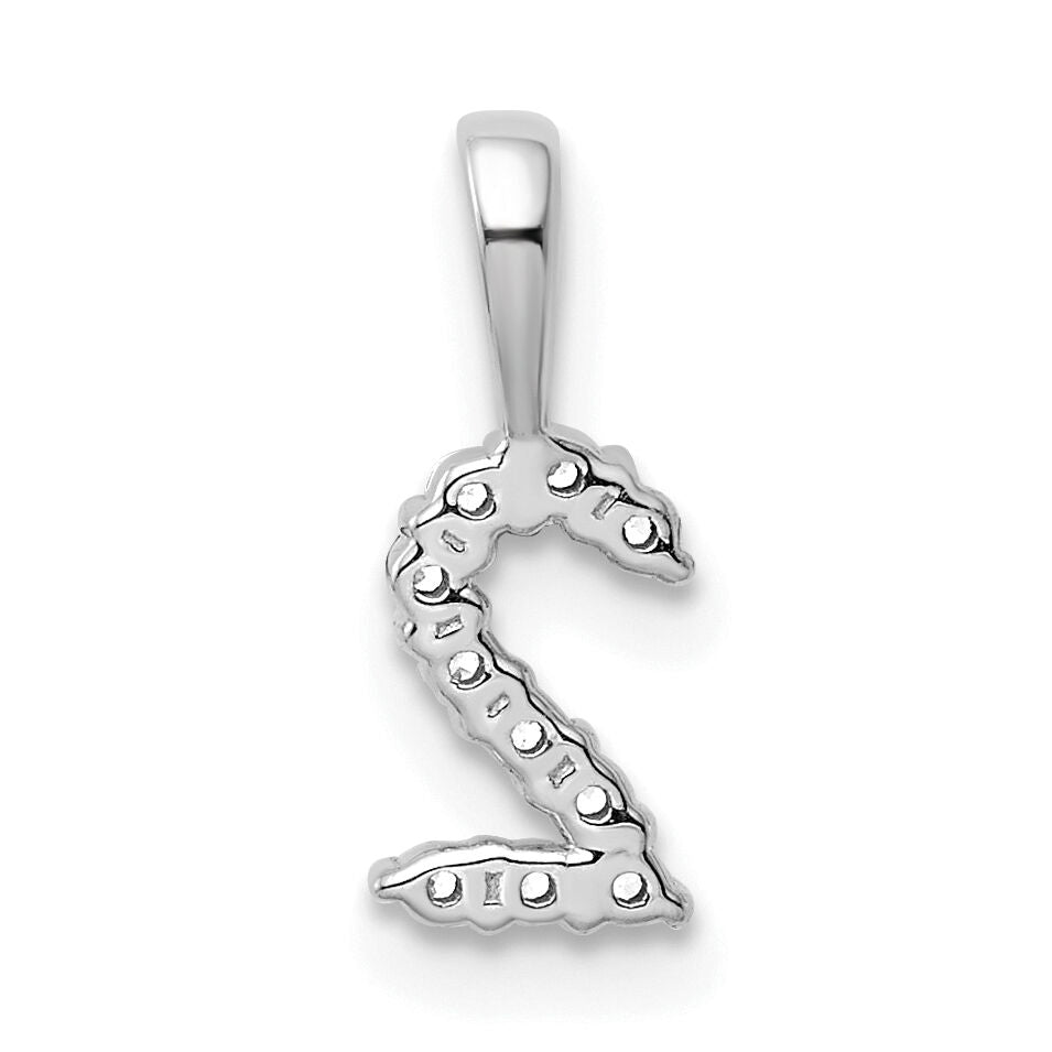 14k White Gold Diamond Number 2 Pendant-PM8369-2-010-WA