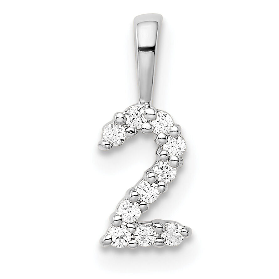 14k White Gold Diamond Number 2 Pendant-PM8369-2-010-WA