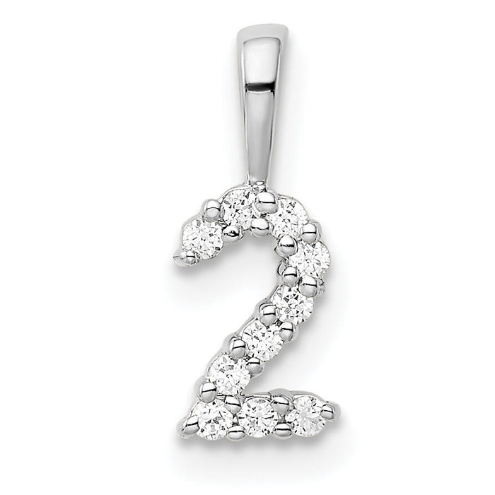 14k White Gold Diamond Number 2 Pendant-PM8369-2-010-WA