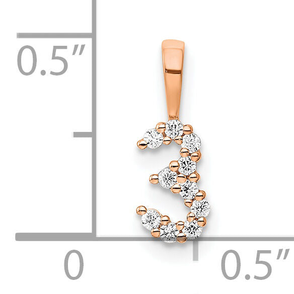 14k Rose Gold Diamond Number 3 Pendant-PM8369-3-010-RA