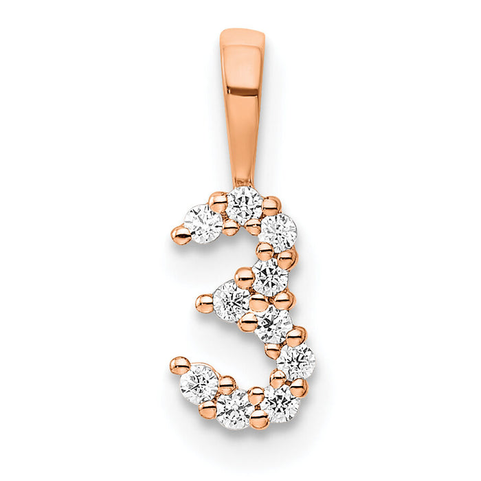 14k Rose Gold Diamond Number 3 Pendant-PM8369-3-010-RA