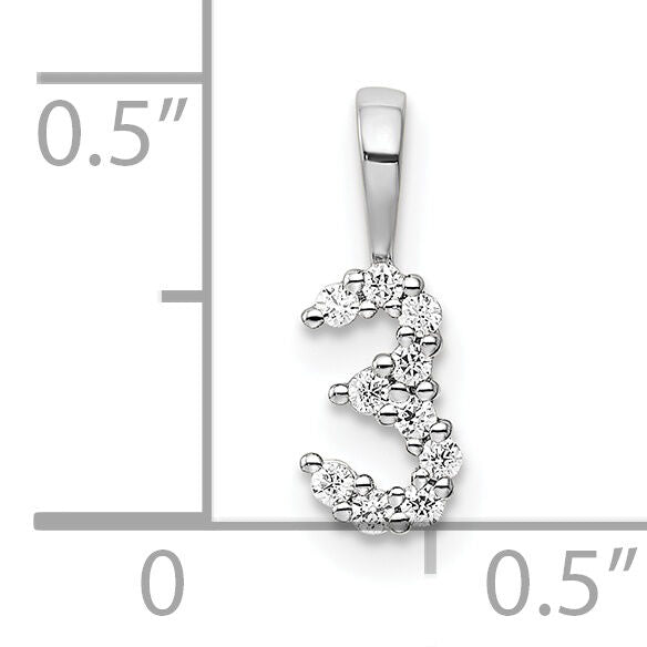 14k White Gold Diamond Number 3 Pendant-PM8369-3-010-WA