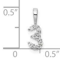 14k White Gold Diamond Number 3 Pendant-PM8369-3-010-WA