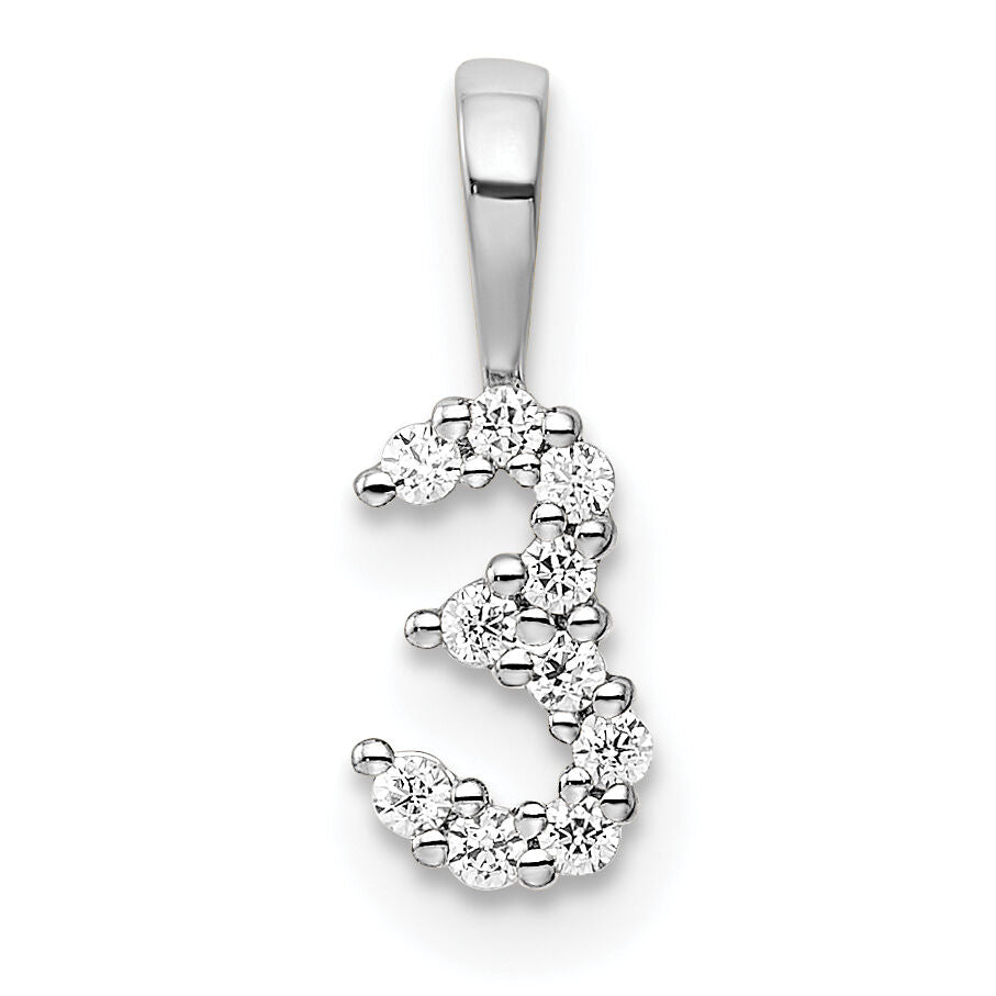 14k White Gold Diamond Number 3 Pendant-PM8369-3-010-WA
