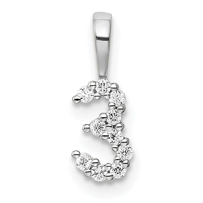 14k White Gold Diamond Number 3 Pendant-PM8369-3-010-WA