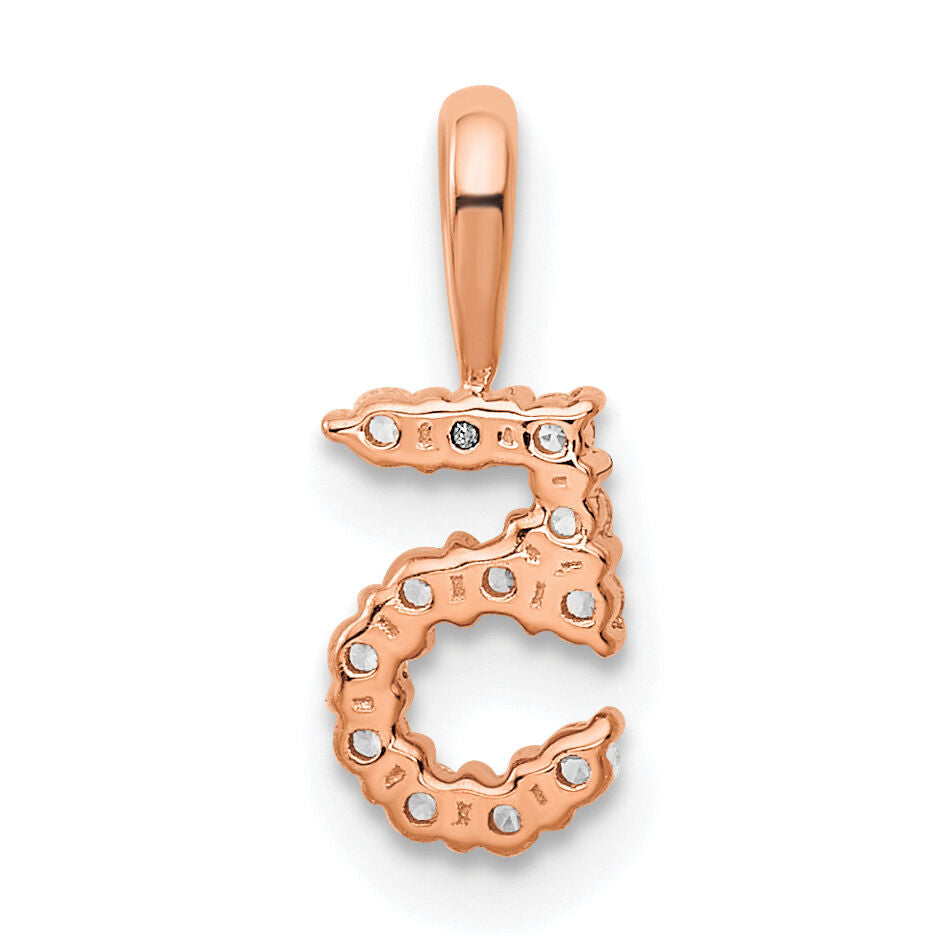 14k Rose Gold Diamond Number 5 Pendant-PM8369-5-012-RA