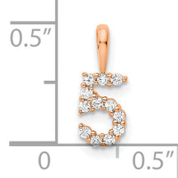 14k Rose Gold Diamond Number 5 Pendant-PM8369-5-012-RA
