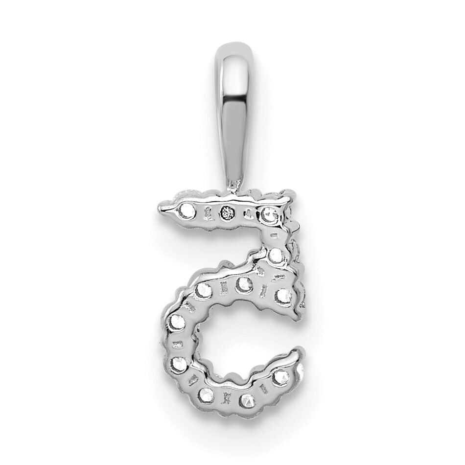 14k White Gold Diamond Number 5 Pendant-PM8369-5-012-WA